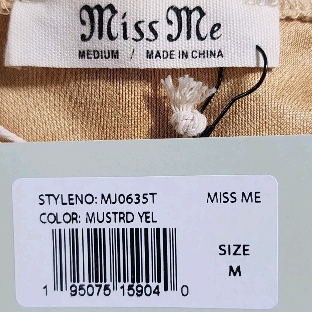 Miss Me Lace Trim Vest Women Medium Mustard Yellow Boho Ruffle Tie Front Western - Picture 3 of 9